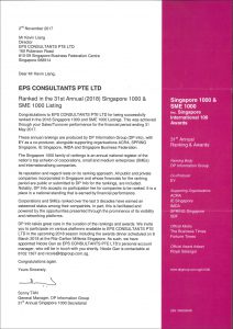 EPS Consultants Pte Ltd SME 1000 Award | EPS Recruitment Agency Singapore