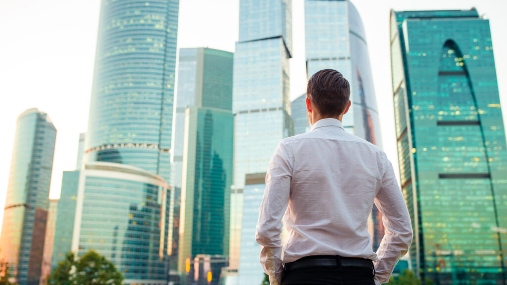 Man looking at the skyscraper | EPS Recruitment Agency Singapore